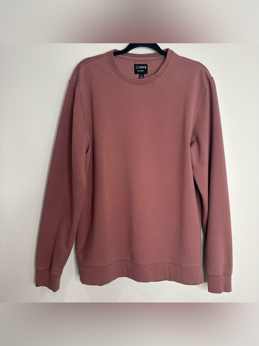 Cuts Split Hem Clay Crewneck Pullover Sweatshirt Large Athletic Lounge